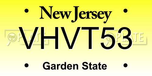 VHVT53 New Jersey License Plate