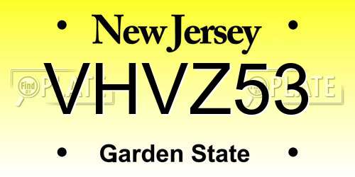 VHVZ53 New Jersey License Plate