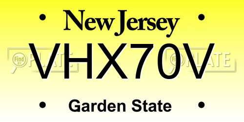 VHX70V New Jersey License Plate