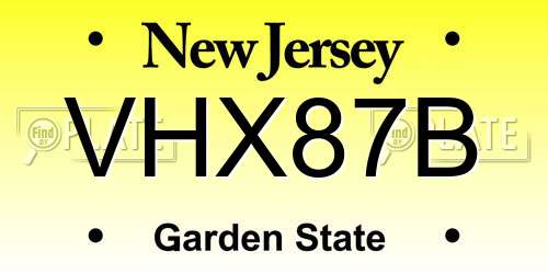 VHX87B New Jersey License Plate