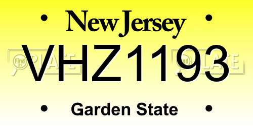 VHZ1193 New Jersey License Plate