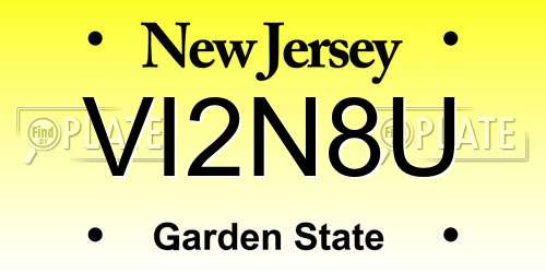 VI2N8U New Jersey License Plate