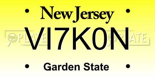 VI7K0N New Jersey License Plate