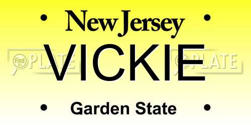 VICKIE New Jersey License Plate