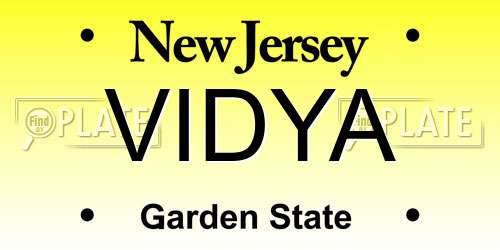 VIDYA New Jersey License Plate