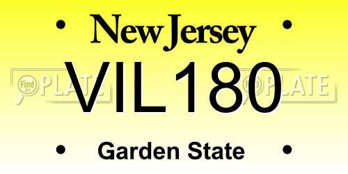 VIL180 New Jersey License Plate