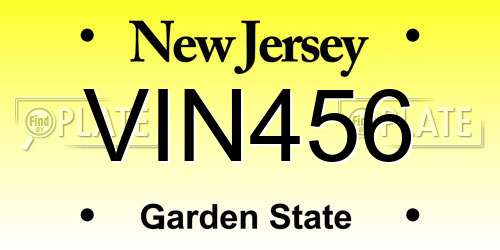 VIN456 New Jersey License Plate