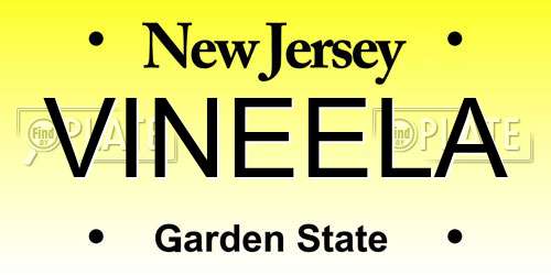 VINEELA New Jersey License Plate