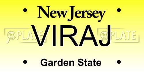 VIRAJ New Jersey License Plate