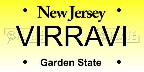 VIRRAVI New Jersey License Plate