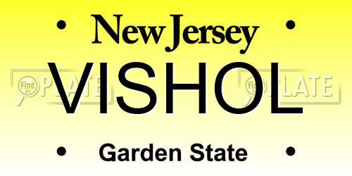 VISHOL New Jersey License Plate
