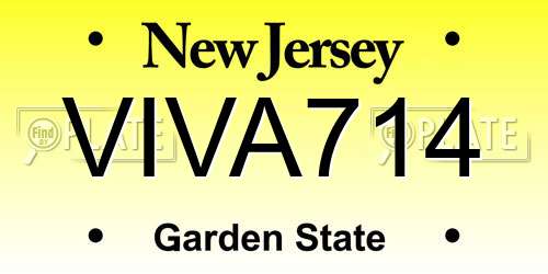 VIVA714 New Jersey License Plate