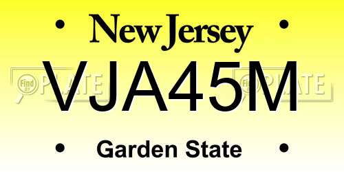 VJA45M New Jersey License Plate