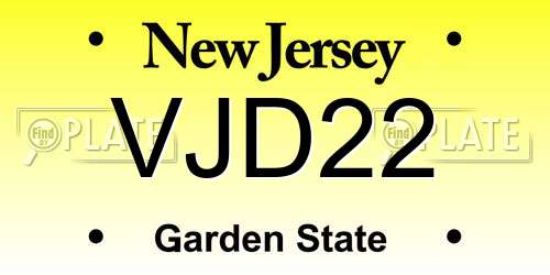 VJD22 New Jersey License Plate