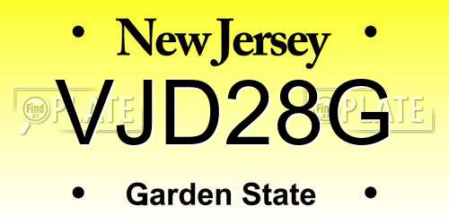 VJD28G New Jersey License Plate