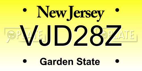 VJD28Z New Jersey License Plate