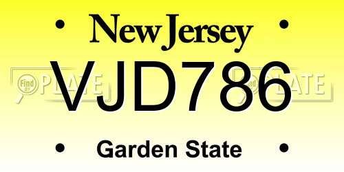 VJD786 New Jersey License Plate