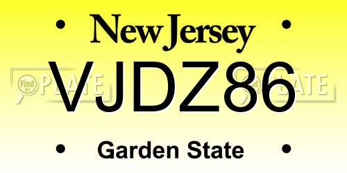 VJDZ86 New Jersey License Plate