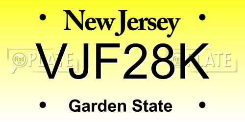 VJF28K New Jersey License Plate