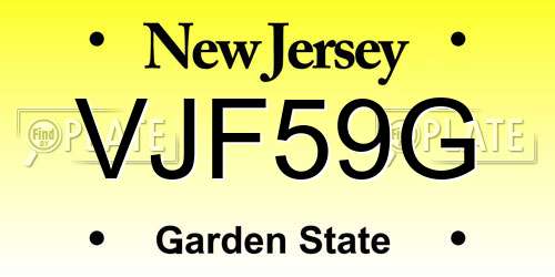 VJF59G New Jersey License Plate