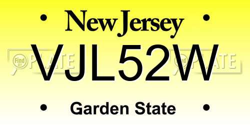 VJL52W New Jersey License Plate