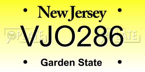 VJO286 New Jersey License Plate