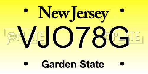 VJO78G New Jersey License Plate