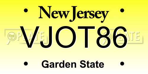 VJOT86 New Jersey License Plate