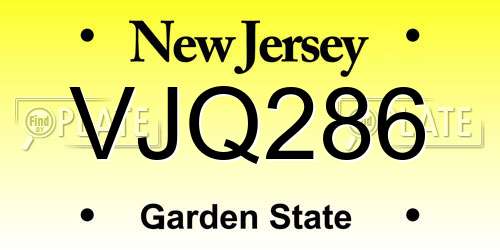 VJQ286 New Jersey License Plate
