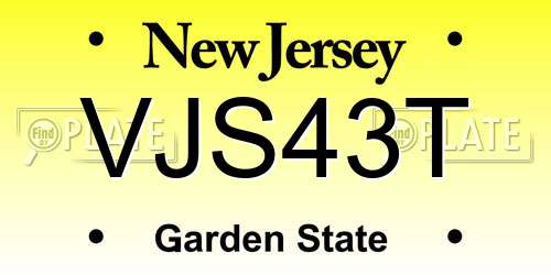 VJS43T New Jersey License Plate