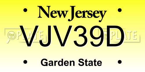 VJV39D New Jersey License Plate