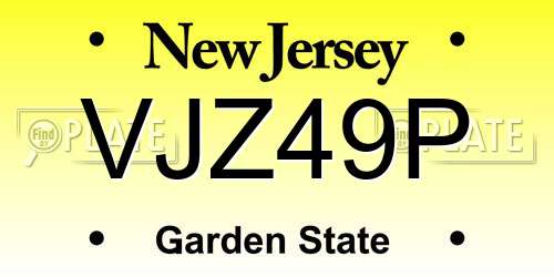 VJZ49P New Jersey License Plate