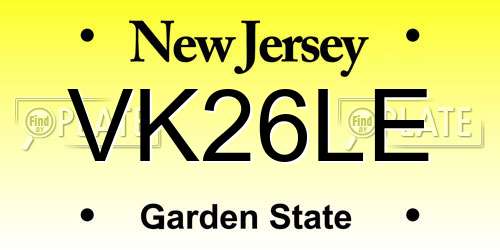 VK26LE New Jersey License Plate