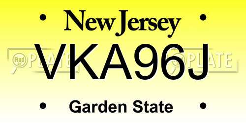 VKA96J New Jersey License Plate