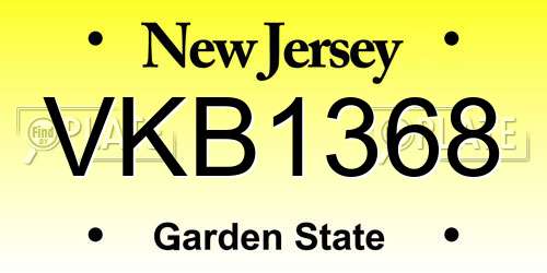 VKB1368 New Jersey License Plate