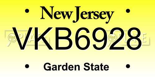 VKB6928 New Jersey License Plate
