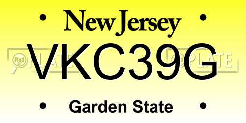 VKC39G New Jersey License Plate