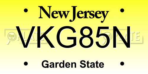 VKG85N New Jersey License Plate