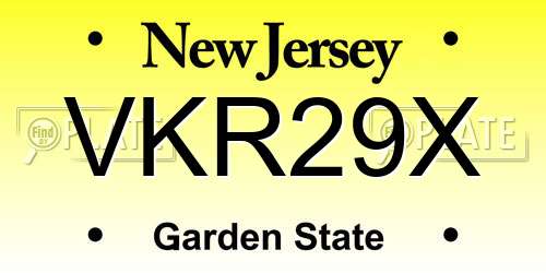 VKR29X New Jersey License Plate