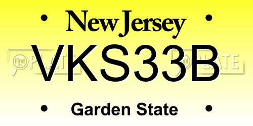 VKS33B New Jersey License Plate