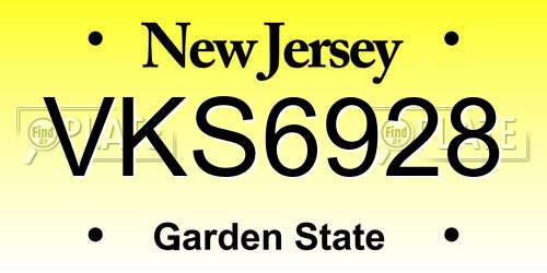 VKS6928 New Jersey License Plate
