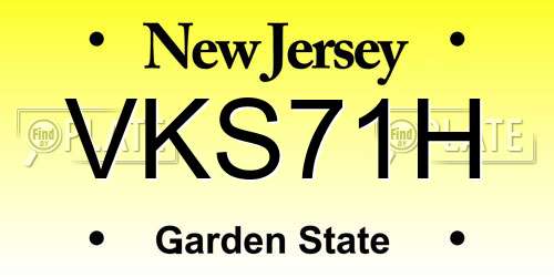 VKS71H New Jersey License Plate