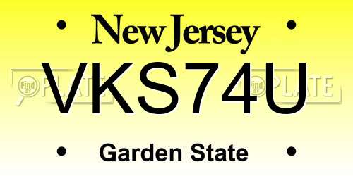 VKS74U New Jersey License Plate