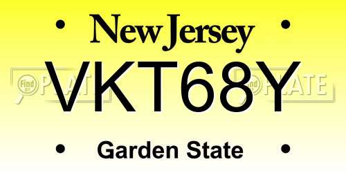 VKT68Y New Jersey License Plate