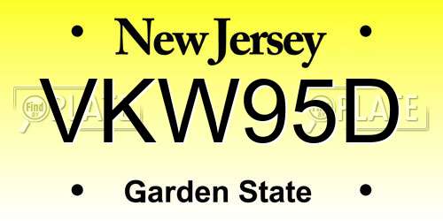 VKW95D New Jersey License Plate