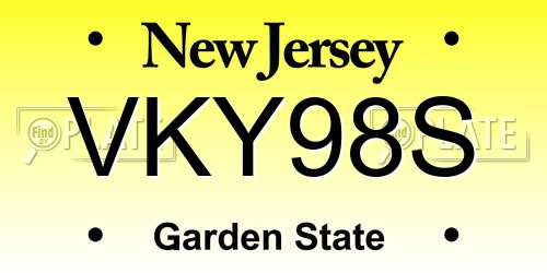 VKY98S New Jersey License Plate
