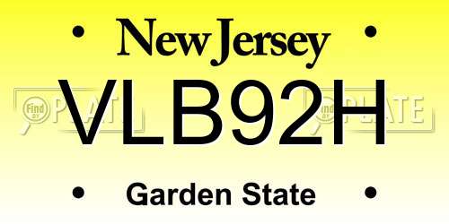 VLB92H New Jersey License Plate