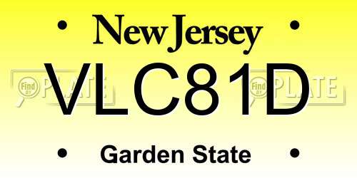 VLC81D New Jersey License Plate
