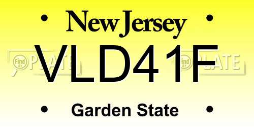 VLD41F New Jersey License Plate