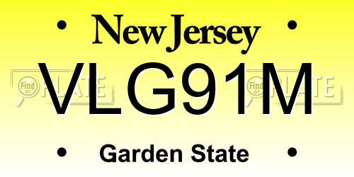 VLG91M New Jersey License Plate